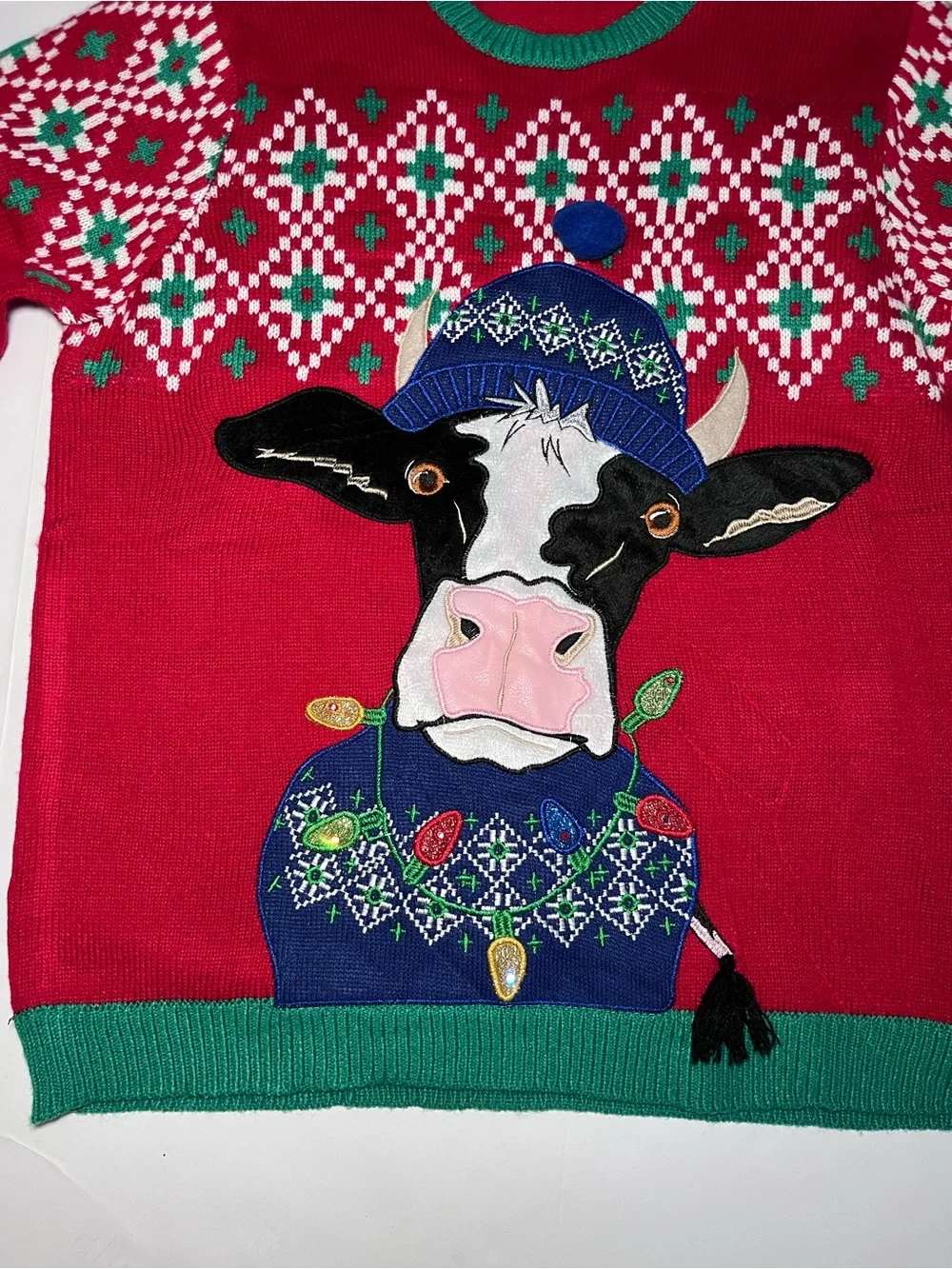 Festive Cow Ugly Christmas Sweater Mens XL ~ Holiday